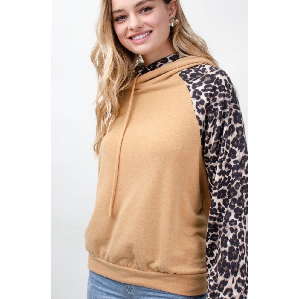 Animal Print French Terry Hoodie Sweater